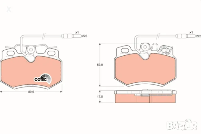 Trusting 051.1 Предни накладки PEUGEOT 205, 309 MERCEDES-BENZ Vito 1983-2014 OE 425082 OE 21080
