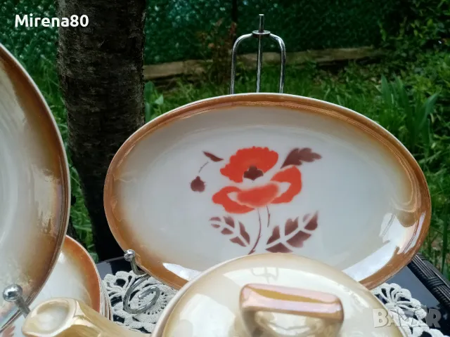 Антикварен сервиз за чай, снимка 3 - Антикварни и старинни предмети - 49756501