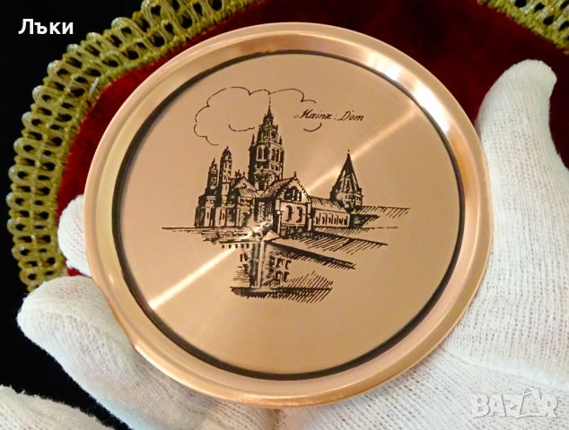 Медна чиния,подложка с литография. , снимка 2 - Антикварни и старинни предмети - 37998335