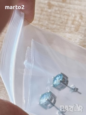 Сребърни Обеци S925 със синьо-зелени Мойсанити - по 1 карат на обеца, снимка 11 - Обеци - 37376472