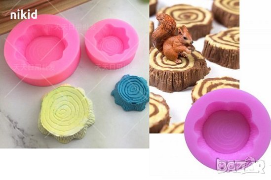 3D пън пънче дънер дърво 2 размера силиконов молд форма фондан шоколад гипс декор