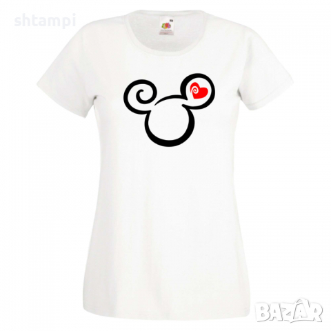 Дамска тениска Mickey Head Love Мини Маус,Микки Маус.Подарък,Изненада,