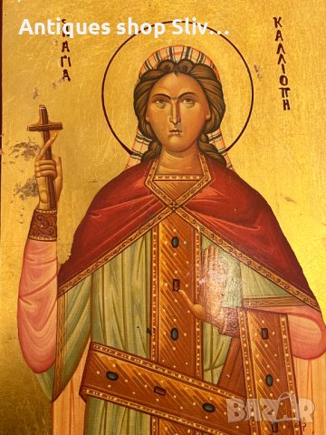 Византийска икона Света мъченица Калиопа. №3936, снимка 2 - Антикварни и старинни предмети - 40637582