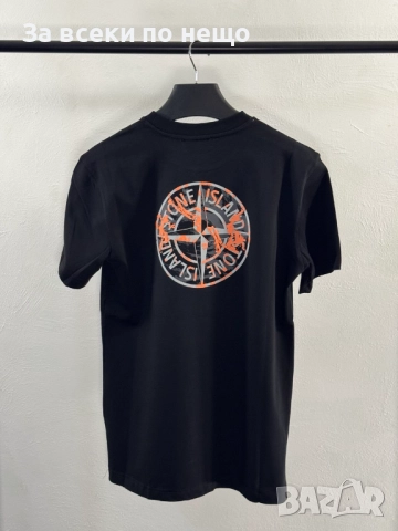 Stone Island Мъжка Черна Тениска С 3D Щампа Отпред И Отзад👕Мъжка Блуза С Къс Ръкав Код V.B.36