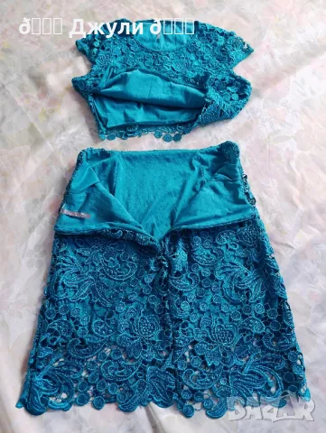 Нов ефектен сет от едра дантела тюркоаз, снимка 11 - Комплекти - 49729762