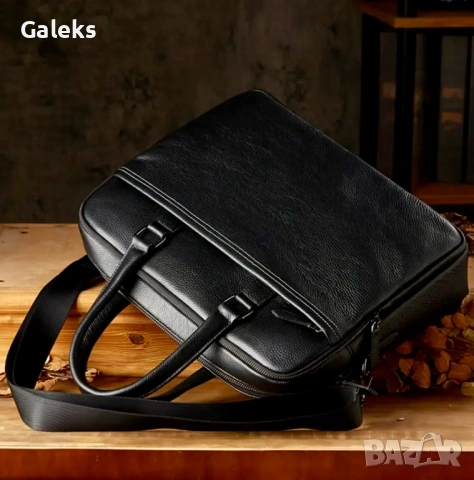 Мъжка изискана бизнес чанта за лаптоп15”/Луксозна и селективна, черна естест. кожа!, снимка 8 - Чанти - 53118028
