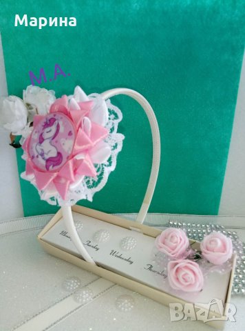 Красив аксесоар за коса с Еднорог! Модел 2, снимка 11 - Шноли, диадеми, ленти - 28631981