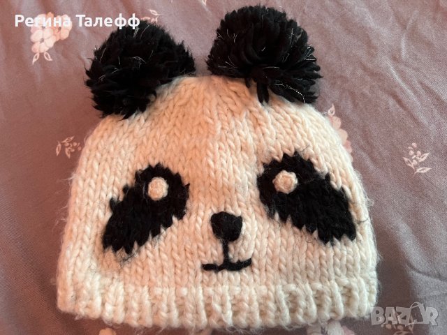 Детска шапка панда 1/3 г., снимка 1 - Бебешки шапки - 43683508