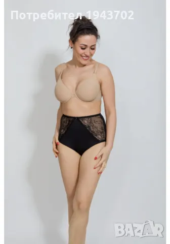 Бикини с висока талия и дантела в черен цвят AGA, снимка 1