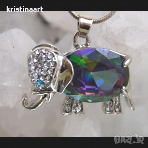 Колие от мистичен топаз с форма на *Слон*