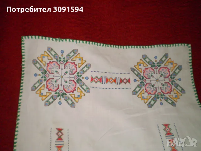 Винтидж ръчно бродирана покривка за маса с кръстат бод, ръчно изработена покривка за маса, снимка 5 - Други ценни предмети - 48716617