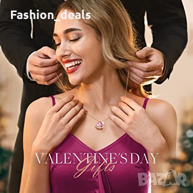 Нова Стилна Дамска огърлица с кристали Сърце Циркон Колие Свети Валентин, снимка 5 - Колиета, медальони, синджири - 35611166