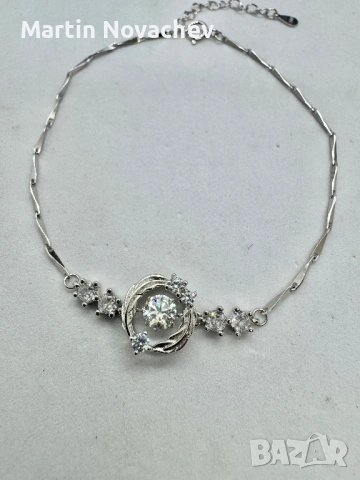 Сребърна гривна с мойсанит (Диамант) 0.5 карата, снимка 4 - Гривни - 53529602