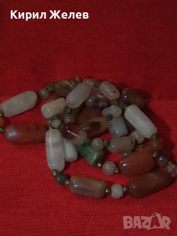 СТАРО СКЪПОЦЕННО КОЛИЕ ОГЪРЛИЦА - МЛЕЧЕН КВАРЦ КАРНЕОЛ НЕФРИТ АХАТ РЪЧНА ИЗРАБОТКА 27946, снимка 3 - Антикварни и старинни предмети - 37096740