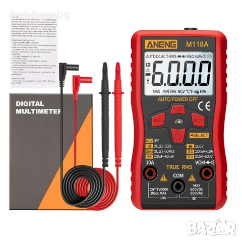 Мултиметър мултицет M118A True RMS с фенер и NCV тест, снимка 8 - Други инструменти - 40870719