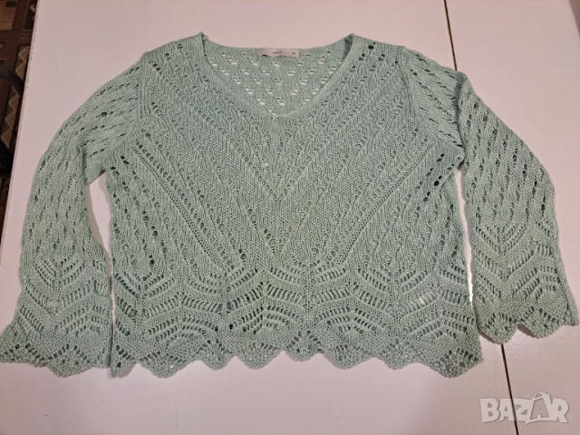 „Ментово утро“ – ажурен пуловер, XS