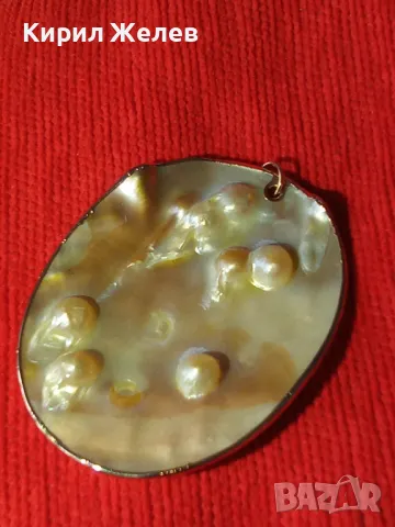 СЕДЕФЕН КРАСИВ МЕДАЛЬОН с ПЕРЛИ КРАЛСКИ СЕДЕФ с ПОЗЛАТА БЕЛ ЕПОК БИЖУ 26918, снимка 8 - Колиета, медальони, синджири - 35009843