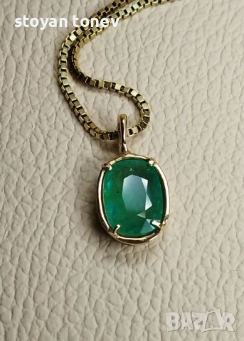 Медальон с турмалин в 14кт златен обков! Нов! Сертификат!, снимка 8 - Колиета, медальони, синджири - 46938955