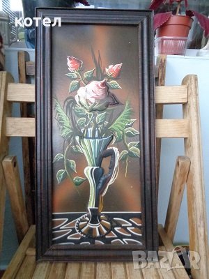Продавам картина с ефектен ръчен релеф  - Ваза с цветя, снимка 1 - Декорация за дома - 38899005