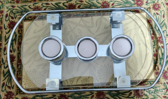 Стъклен свещник за 3 чаени свещи , снимка 2 - Декорация за дома - 48351797