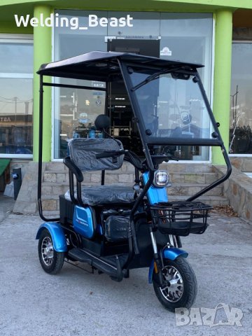Електрическа триместна триколка с покрив X1 1800W/48V/20Ah СИНЯ, снимка 2 - Мотоциклети и мототехника - 39294989