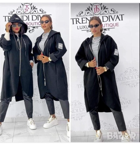 Спортно елегантно черно дамско палто