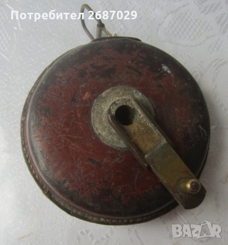 Стара ролетка 10 метра,  ролетка за мерене, кожа месинг маркировка, кутия кожа и дърво за цигари, снимка 3 - Антикварни и старинни предмети - 32607772