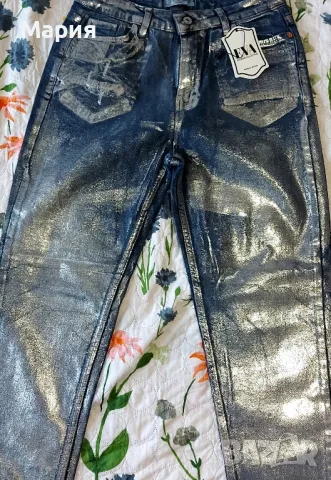 Дънки с металически ефект , снимка 2 - Дънки - 48419410