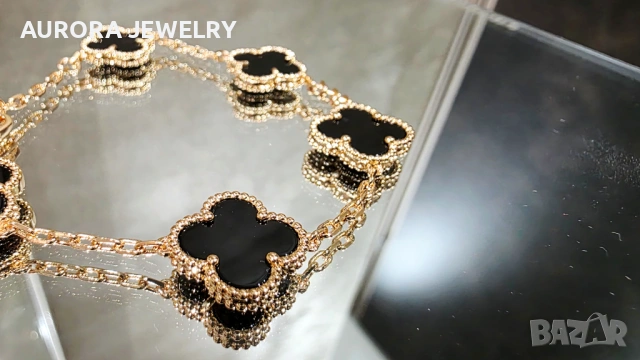 Van Cleef & Arpels VCA Rose Black Onyx Vintage Alhambra Дамска Гривна, снимка 5 - Гривни - 53243657