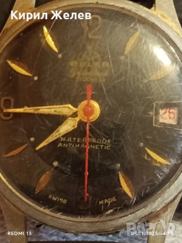 Стар механичен часовник мъжки BVLER ANTI-MAGNETIC SWISS MADE работи 51459, снимка 5 - Антикварни и старинни предмети - 52351368