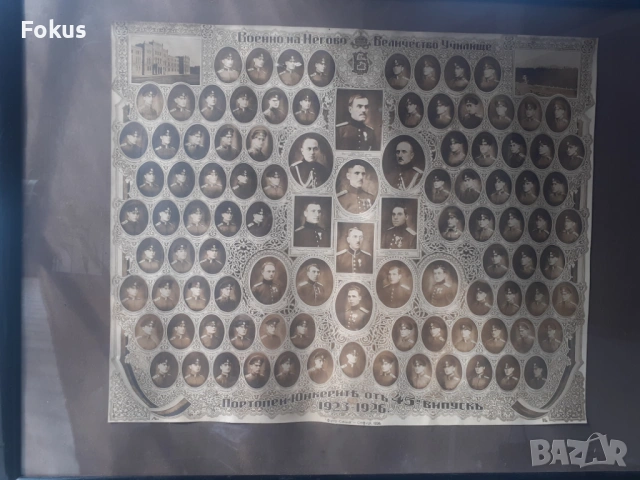 Стара царска военна голяма снимка с рамка под стъкло, снимка 2 - Антикварни и старинни предмети - 53281651