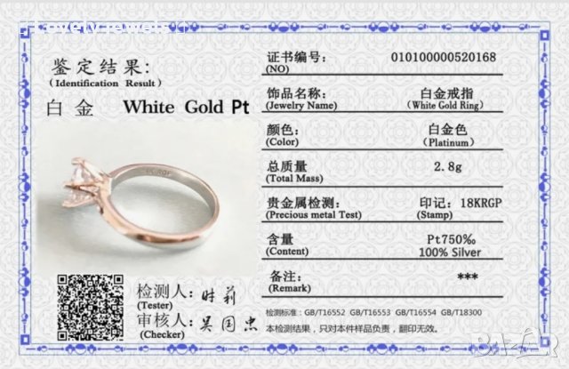 Сребърен пръстен с камъни и сертификат , снимка 2 - Пръстени - 43764878