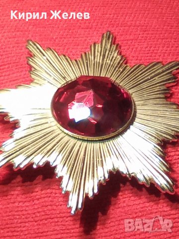 ОГРОМНА РЕТРО ВИНТИДЖ ПОЗЛАТЕНА СТАРА БРОШКА ЗНАЧКА с БЛЕСТЯЩ ФАСЕТИРАН ЦВЕТЕН КРИСТАЛ 30870, снимка 13 - Антикварни и старинни предмети - 37912749