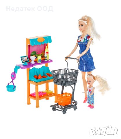  Кукла Барби, с дете в супермаркет, аксесоари
