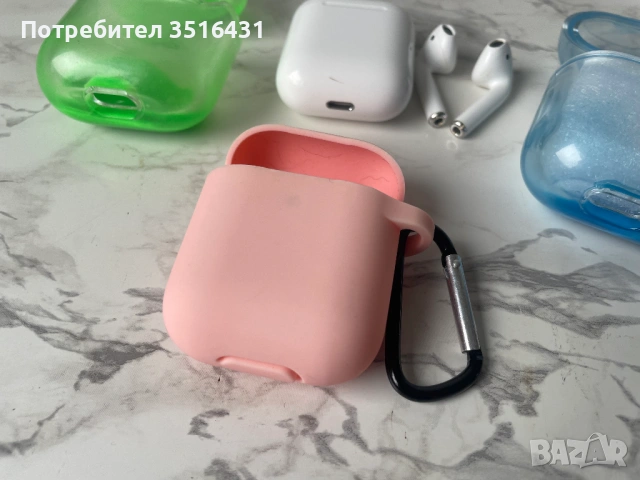 Оригинални Apple AirPods 2 (Дезинфекцирани) + 3 Кейса (2 светещи в тъмното), снимка 6 - Калъфи, кейсове - 53221506