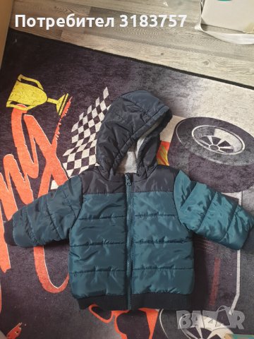  Зелено яке с качулка подплатено, дебело за зимата 9 м - 14 лв , снимка 2 - Бебешки якета и елеци - 43352139