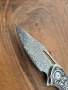 Уникален сгъваем нож дамаска стомана с кожена кания, снимка 10