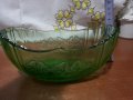 Ретро стъклена купа фруктиера зелено стъкло , снимка 3