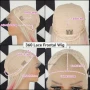 Лейс фронт права руса перука два цвята с розови краища с дантела, снимка 5