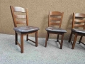 Масивни дъбови трапезни столове с естествена кожа, снимка 3