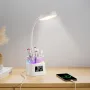  LED настолна лампа с държач за писалка и USB порт / RGB светлина / Светещ Часовник, снимка 2