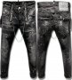 DSQUARED D2 Grey Zipped Painted Chain Biker Мъжки Дънки size 48 (32), снимка 2