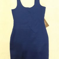 Малка тъмно синя малка рокля , дълбоко деколте и презрамки , еластан+трико, стои по тялото , секси , снимка 10 - Рокли - 37476489