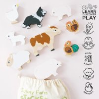  Le Toy Van Дървена играчка за подреждане, селскостопански животни, снимка 5 - Образователни игри - 43114988
