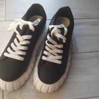 39н Нови черни кожени кецове спортни обувки , снимка 4 - Кецове - 43069159