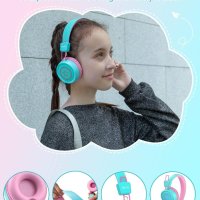 Детски Bluetooth слушалки RIYO с цветни LED светлини, ментово зелено, снимка 5 - Bluetooth слушалки - 43585178