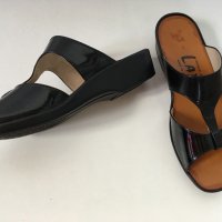 Френски елегантни чехли Lady черен лак за широко ходило естествена кожа 38, снимка 7 - Чехли - 27139331