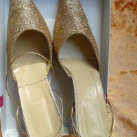 Дамски Златни обувки номер 37, снимка 3 - Сандали - 36865121