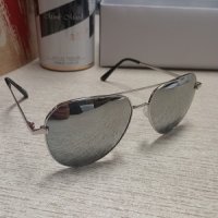 Слънчеви очила Авиатор Сребърни огледални, снимка 5 - Слънчеви и диоптрични очила - 44081914