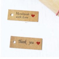 50 бр тесни Handmade with love Thank You Тагове табелки етикети картонени подаръци ръчна изработка, снимка 3 - Други - 32511943